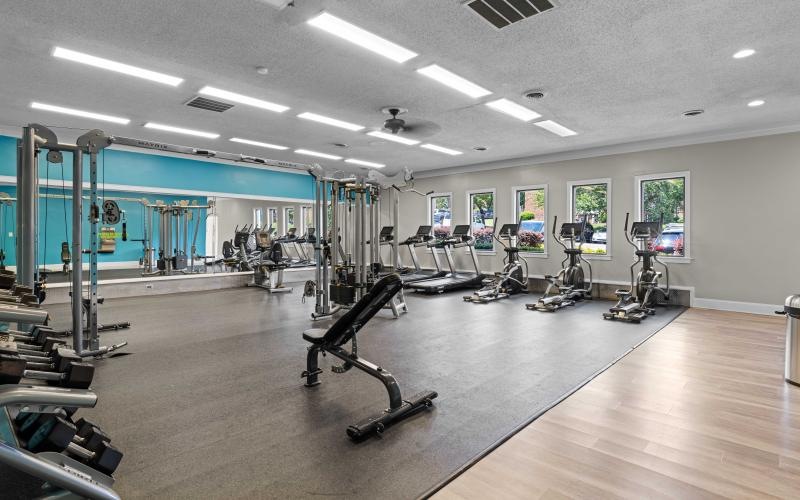 a gym with exercise equipment