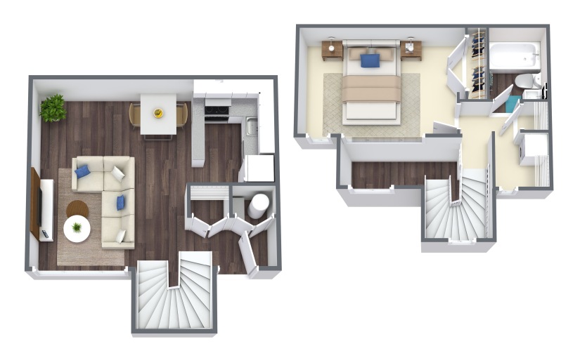Lambeth Loft Townhome - 1 bedroom floor plan layout with 1 bathroom and 710 square feet