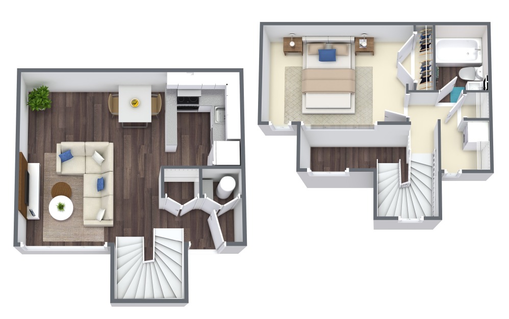 Lambeth Loft Townhome - 1 bedroom floor plan layout with 1 bathroom and 710 square feet
