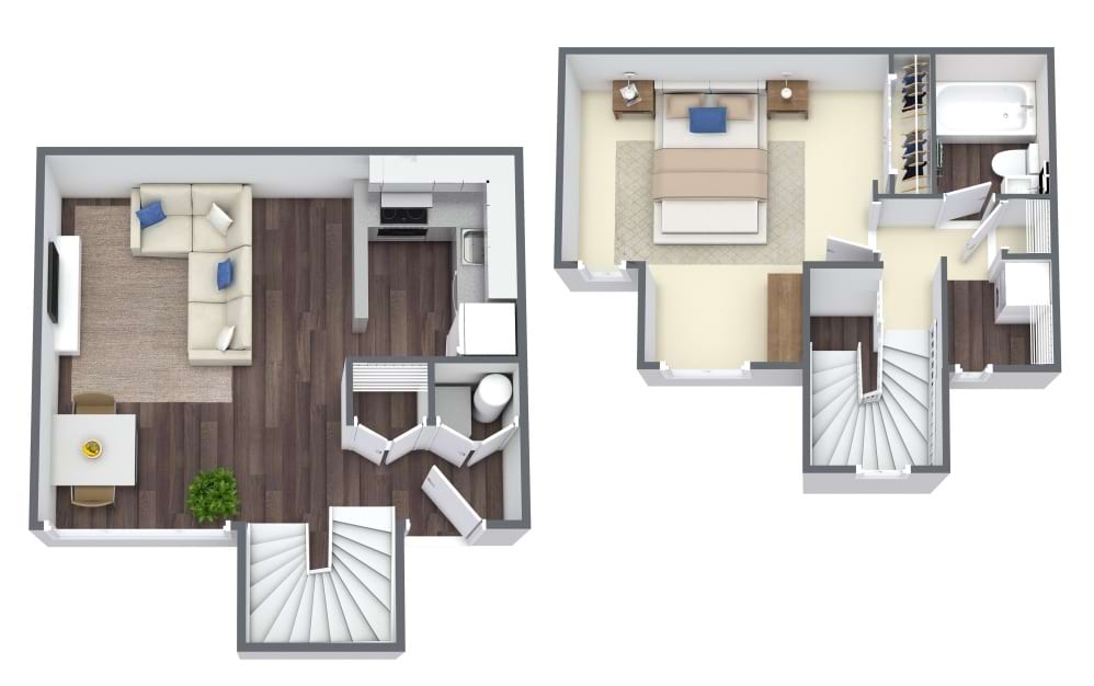 Lambeth Townhome - 1 bedroom floor plan layout with 1 bathroom and 710 square feet