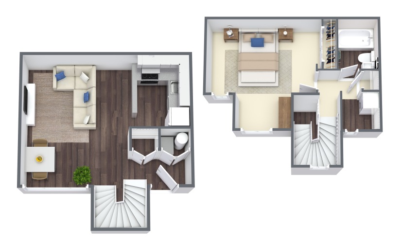 Lambeth Townhome - 1 bedroom floor plan layout with 1 bathroom and 710 square feet