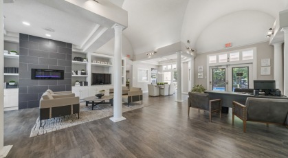 Resident lounge with ample seating and leasing office