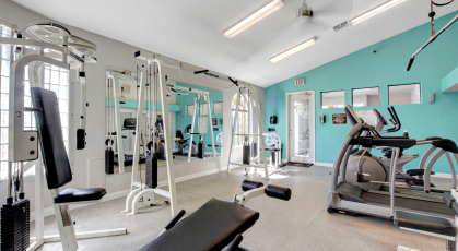 Fitness center with cardio and strength training machines