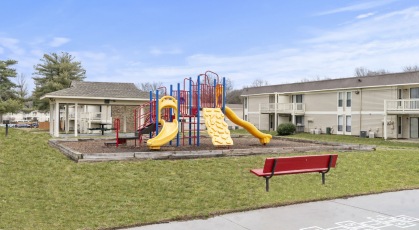 Playground with slides and climbing equipment
