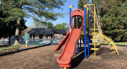 Playground with slides and climbing equipment