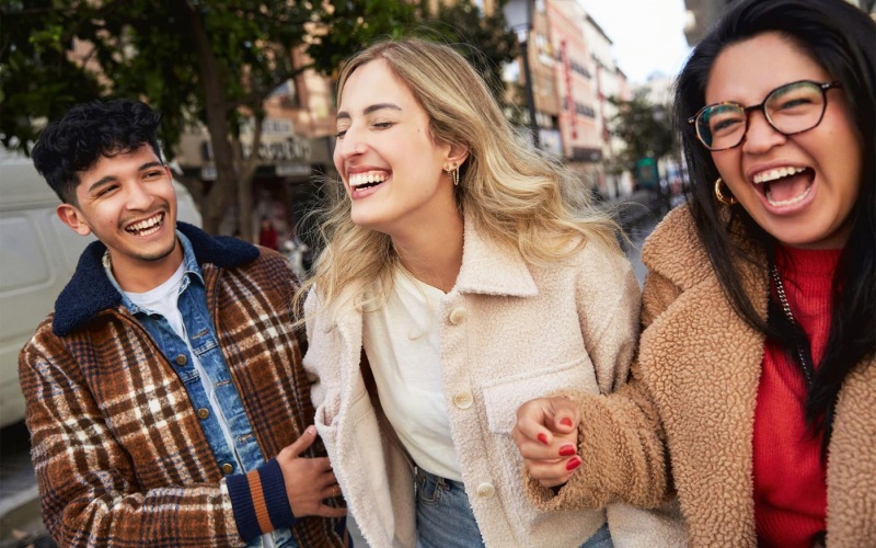 a group of people laughing