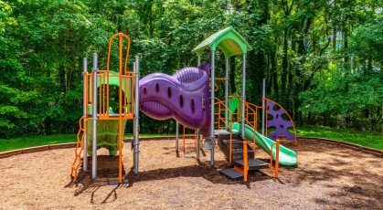 Playground with slides and climbing equipment