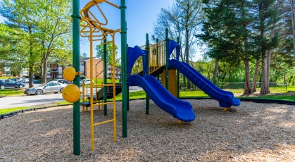 Playground with slides and climbing equipment