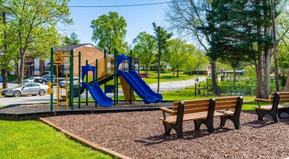 Playground with slides and pavilion