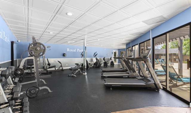Fitness center, two sparkling pools, and outdoor grilling area