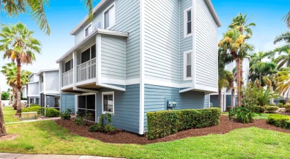 Patios overlooking lush landscaping 