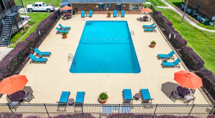 Aerial view of Ridgewood's pool