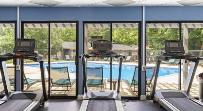 Fitness Center with treadmills and free weights 