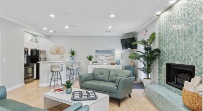 Spacious clubhouse with ample seating in social spaces