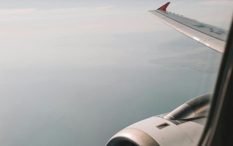 the wing of an airplane