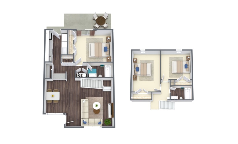 Rossmore Townhome - 3 bedroom floor plan layout with 2 bathrooms and 1258 square feet