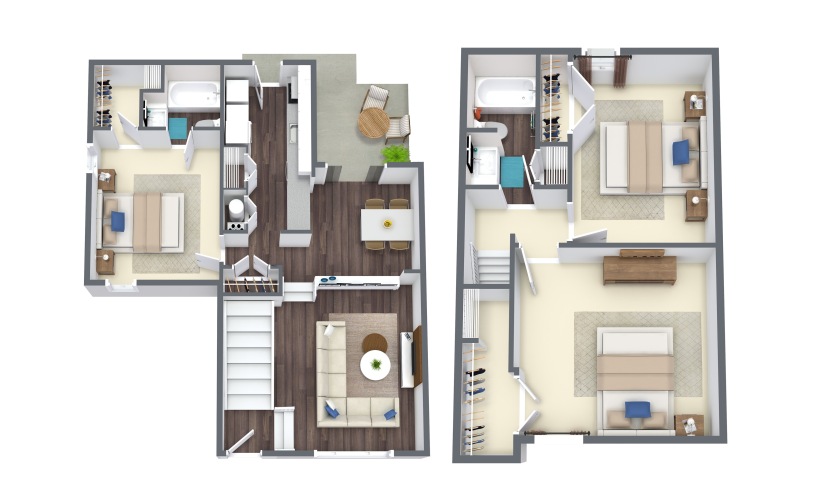 Brompton Townhome - 3 bedroom floor plan layout with 2 bathrooms and 1336 square feet