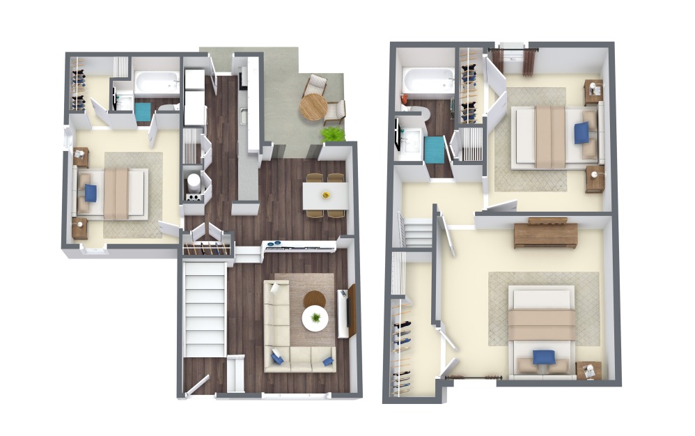 Brompton Townhome - 3 bedroom floor plan layout with 2 bathrooms and 1336 square feet