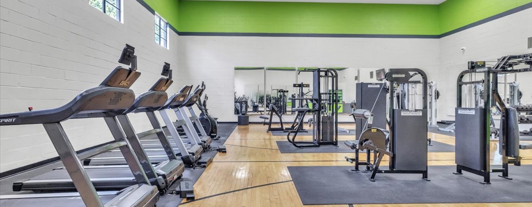 a gym with exercise equipment