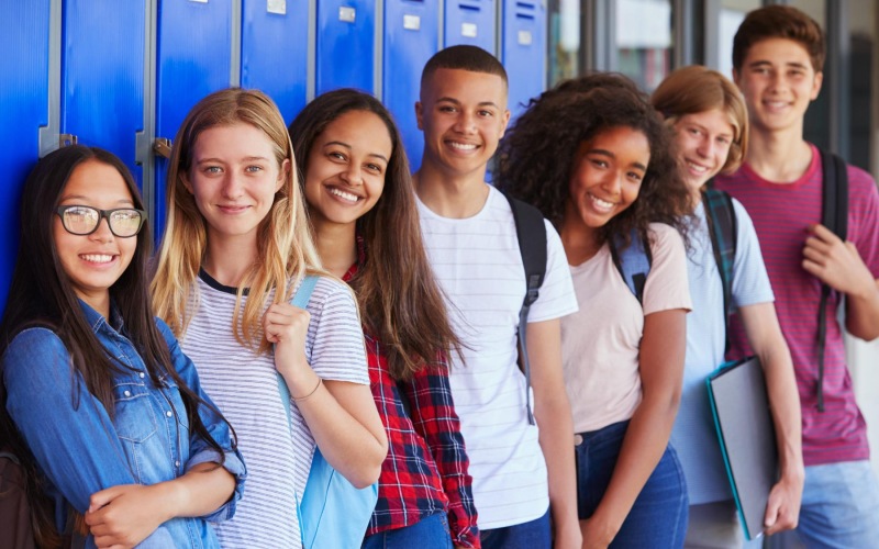 a group of students posing for a photo