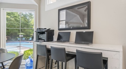 Business center with WiFi and computers 