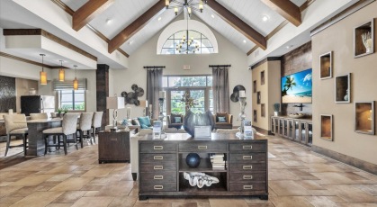 Resident Lounge with comfortable seating and lots of natural light