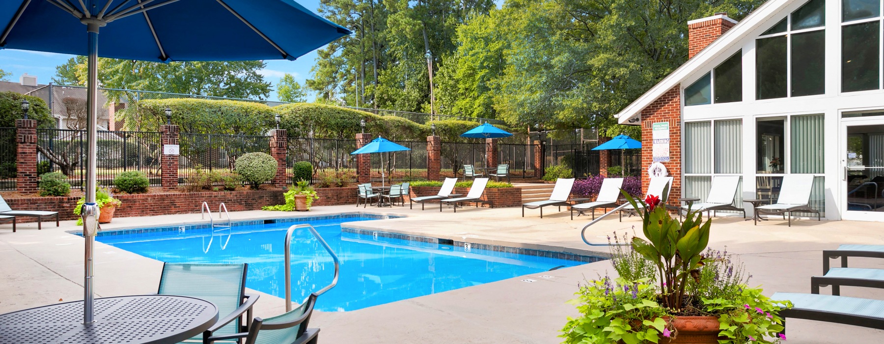 Sparkling pool with lounge seating