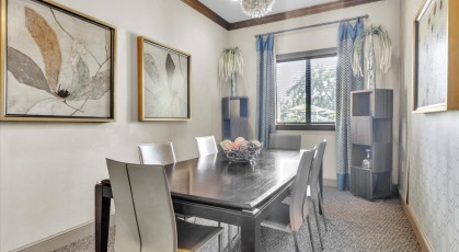 Conference room with large table and chairs