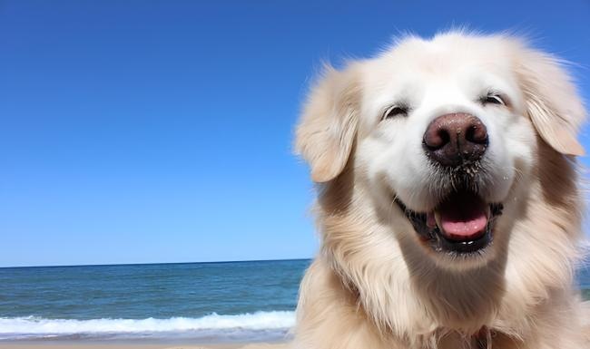 a dog on a beach