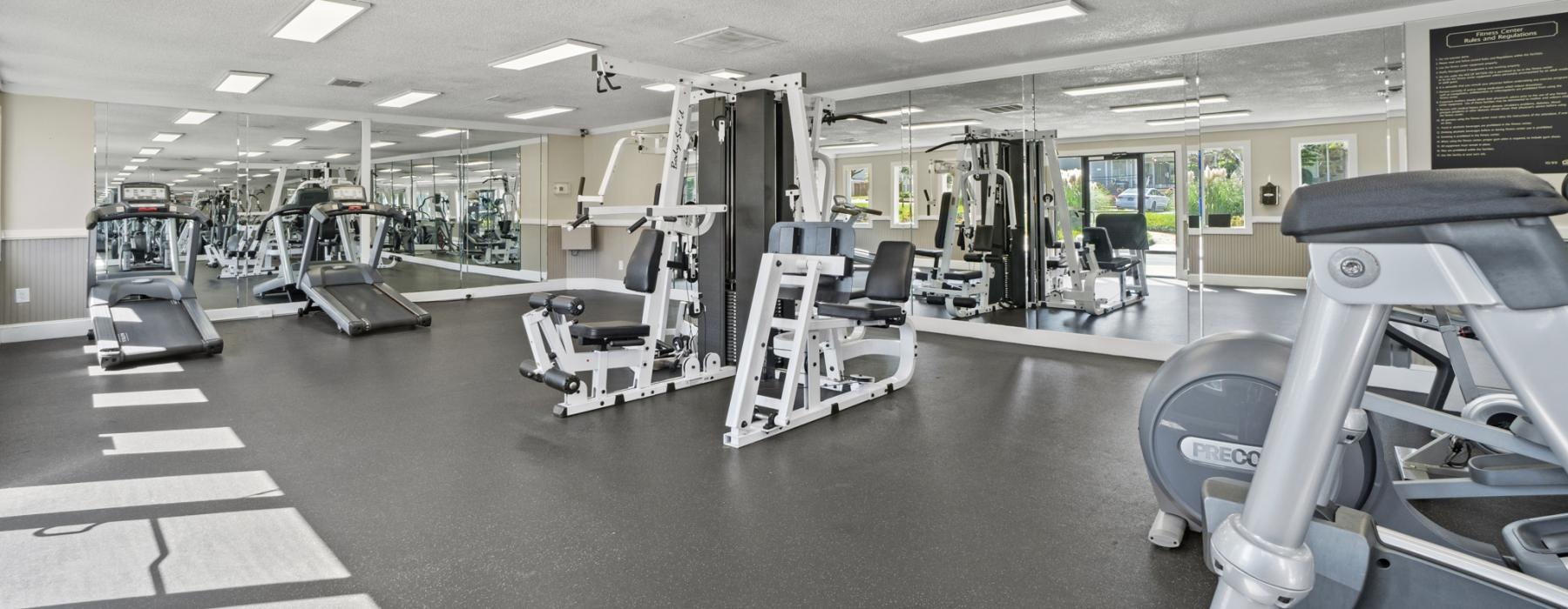 a gym with exercise equipment