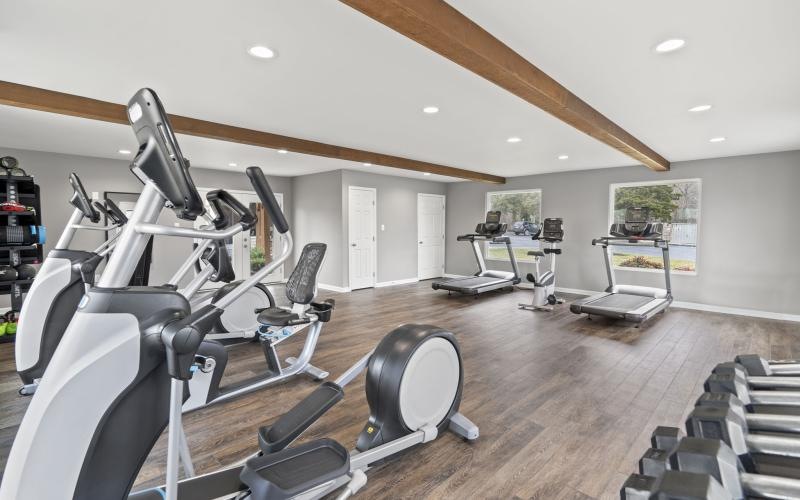 a gym with exercise equipment