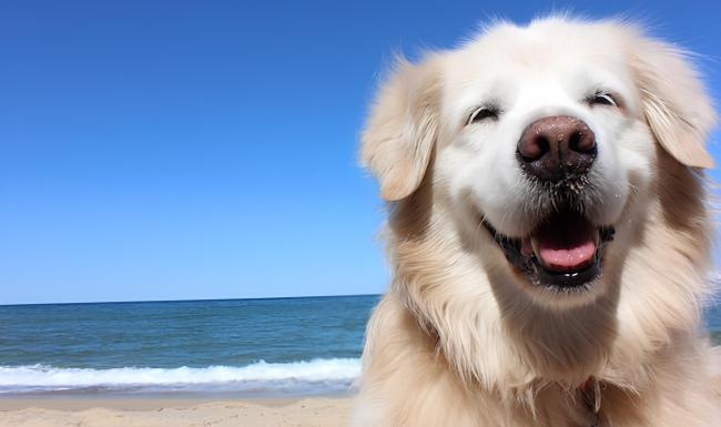 a dog on a beach