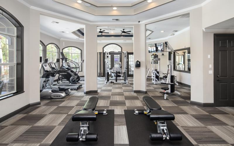 a gym with exercise equipment