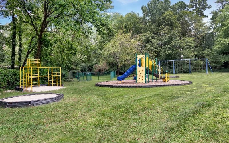 a playground with a slide