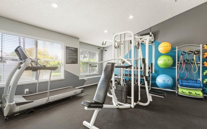 a gym with exercise equipment