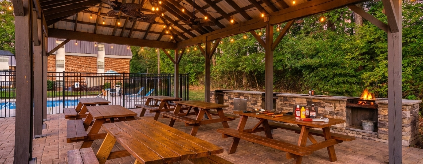 Pool side grill area