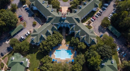 Old Buckingham Station aerial view of community 