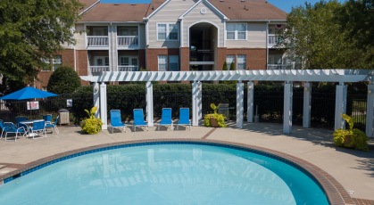 Swimming pool with lounge seating 