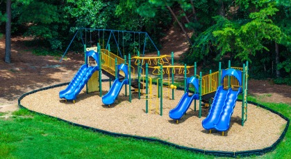 Playground with slides and climbing equipment