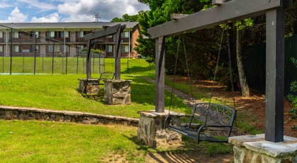 Social area with swings