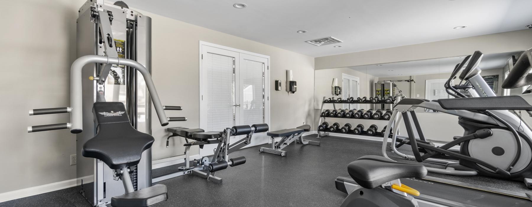 a gym with exercise equipment