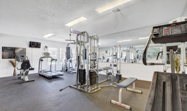 a gym with exercise equipment