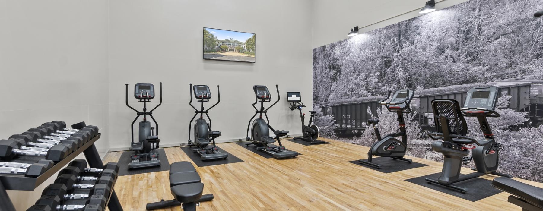a room with exercise equipment