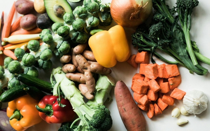 a table full of vegetables