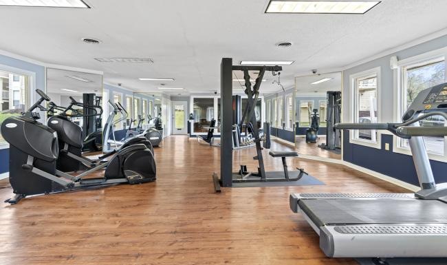 a gym with exercise equipment