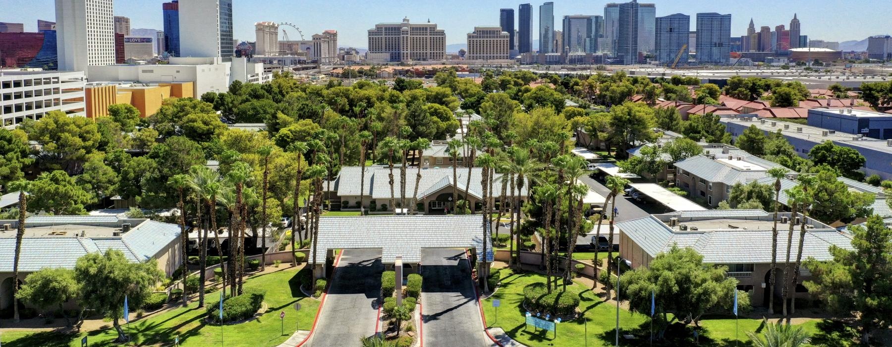 an aerial view of Las Vegas