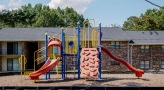Playground with slides and climbing equipment