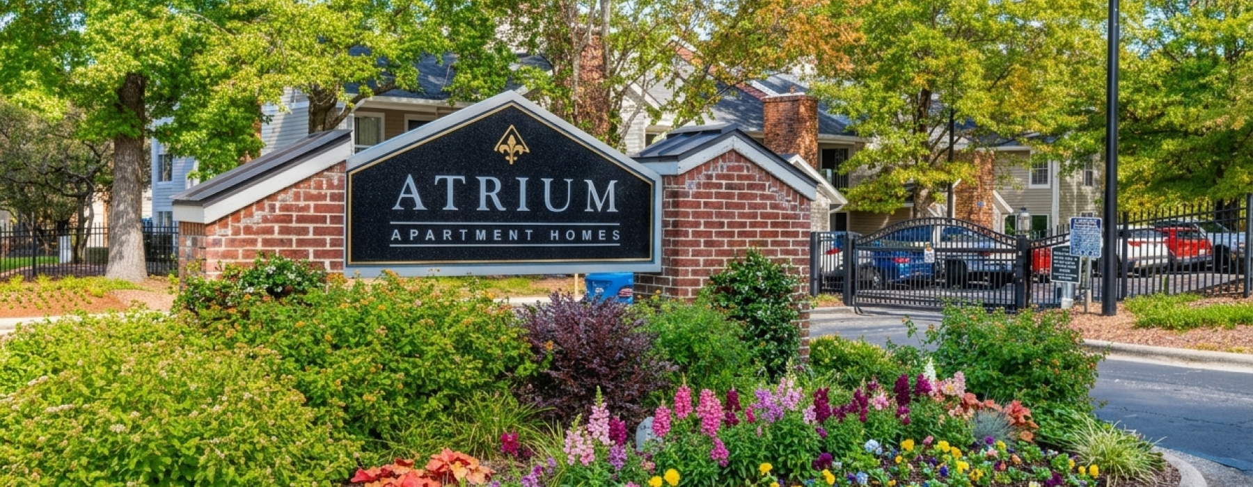 Atrium apartments exterior signs