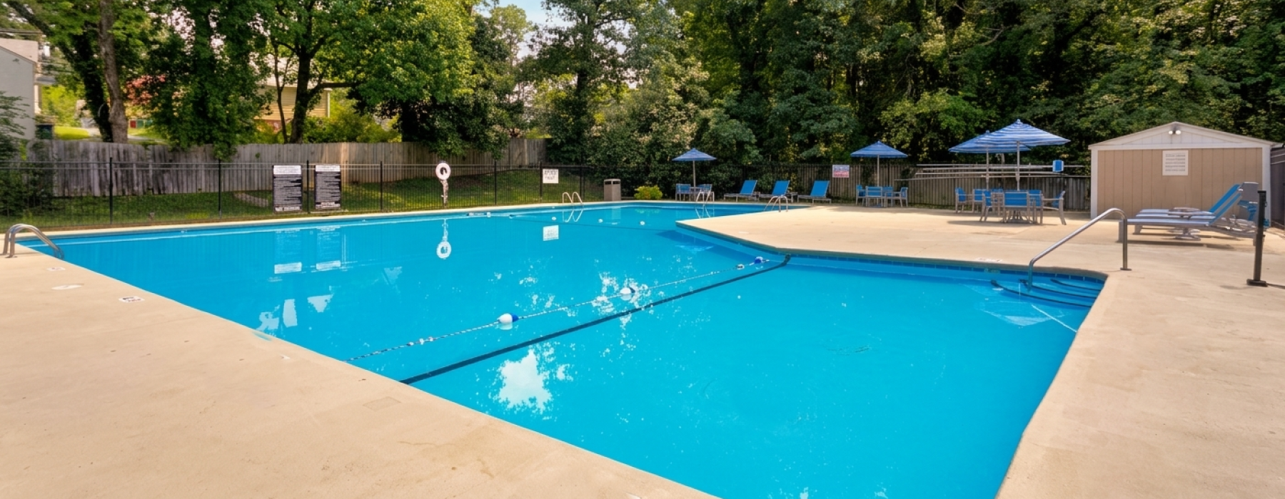 Sparkling pool with lounge seating