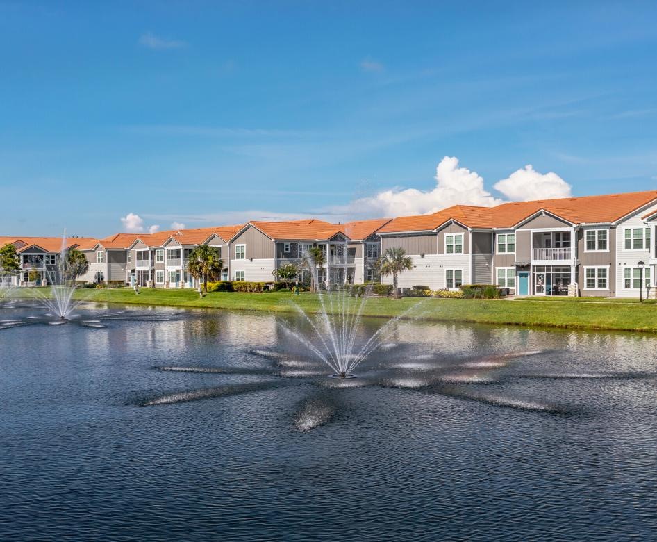 a body of water with houses along it